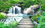 树林流水背景墙