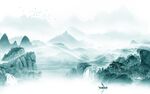 新上架简约中式山水 tif分层