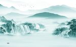 蓝色沙发背景山水 TIf分层