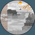 新中式圆形装饰画 