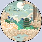 新中式圆形装饰画