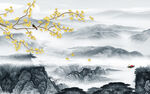 新中式山水客厅画 tif分层