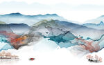 线条 新山水客厅画 tif分层