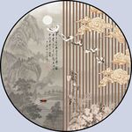 新中式圆形装饰画