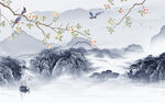 花鸟中式山水背景 TIf分层