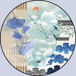 新中式圆形装饰画