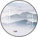 圆形山水装饰画
