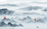 客厅新中式山水图 TIf分层