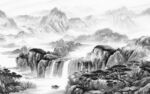 爆款中国风山水画 tif分层
