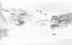 水墨石纹山水