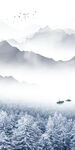 蓝色 玄关山水挂画 tif分层