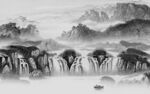 国画灰色简约山水 Tif分层