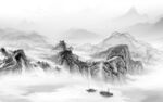 中式 灰色简约山水 Tif分层