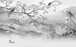 中国风新现代灰山水 Tif分层