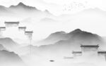 电视高雅灰山水画 Tif分层