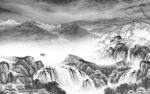 大气高雅灰山水画 Tif分层