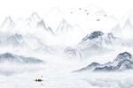 简约中式山水电视背景墙