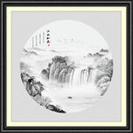 圆形水墨画