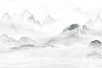 简约新中式山水背景墙