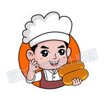 卡通面包师厨师头像