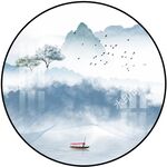 新中式山水画背景墙