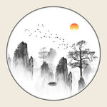 山水装饰画客厅挂画酒店玄关水墨