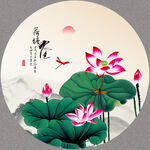 荷花国画