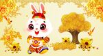 卡通兔样子财神