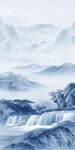 蓝色山水新玄关画 Tif分层