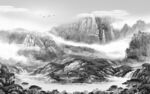 电视中式山水框画 Tif分层
