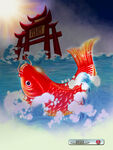 鲤鱼跃龙门插画海报