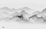 电视高雅灰山水画 Tif分层