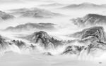 现代 灰色风山水画 Tif分层