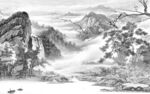 高端灰色风山水画 Tif分层