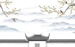 大气 客厅山水墙画 Tif分层
