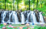 树林流水背景墙