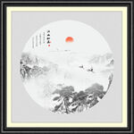圆形水墨画