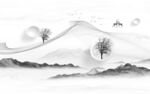 沙发 高档灰山水画 tif分层
