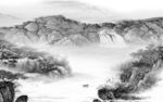 新款 高档灰山水画 tif分层