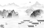 高清 高档灰山水画 tif分层