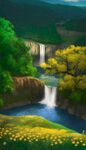 瀑布风景画