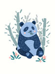 熊猫可爱动物卡通手绘元素