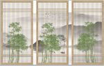 新中式竹子山水背景墙