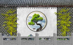 新中式园林形象墙