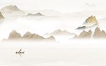 人气 别墅山水墙画 tif分层