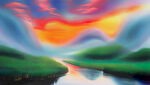 梦幻山水油画