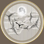 轻奢肌理山水玄关客厅圆框装饰画