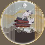 轻奢肌理山水玄关客厅圆框装饰画