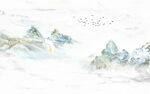 水墨石纹山水