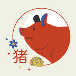 十二生肖之猪年卡通挂图